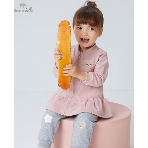 DBJ18252-1 dave bella autumn baby girls fashion cartoon draped coat children tops infant toddler outerwear