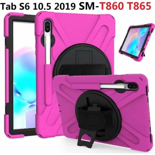Hybrid Case for Samsung Galaxy Tab S6 10.5'' 2019 SM-T860 T865 Cover Shockproof Hand Strap Funda for Samsung S6 10.5'' T860 Case