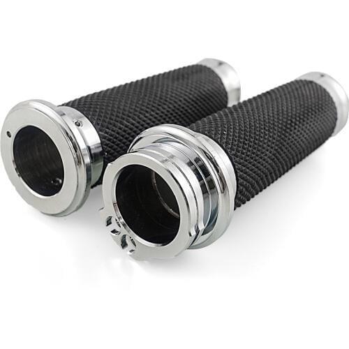 Universal Motorcycle Hand Grips 1 Inch 25mm Handlebar Grips Rubber Black for Harley Touring Road King Softail Bobber Cafe Racer