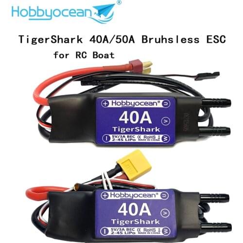 Hobbyocean Waterproof 40A 50A 70A Brushless Electronic Speed Controller ESC for RC Boat 400-1000mm RC Fishing Bait