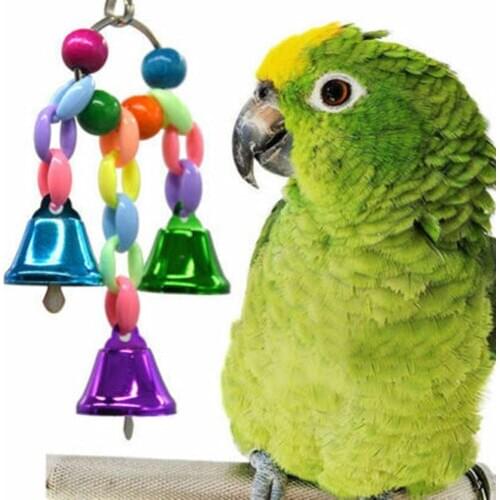 Colorful Parrot Bells Toy Chewing Hanging Swing Cage Toy Parakeet Beads Cockatiel Play Toy Pet Bird Supplies