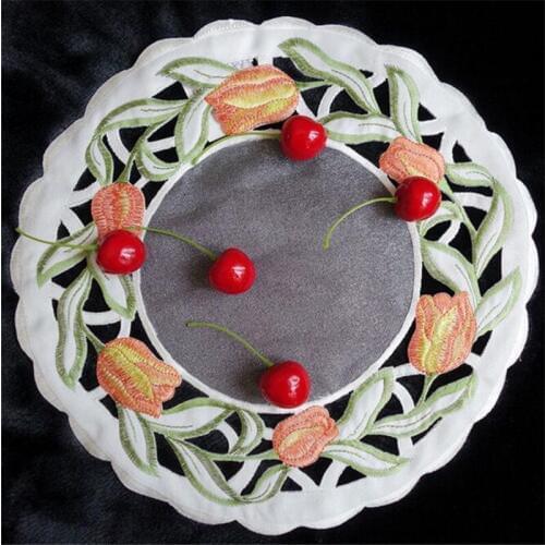 Free Shipping Elegance Hollow Round 30cm Tablecloth Cup Coffee Teamat Cover Place Wedding Party Chirstmas Gift Home Textile