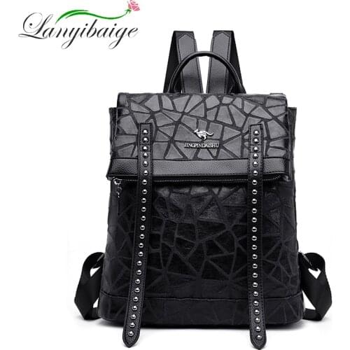 Lanyibaige 2020 Women Backpack Female High Quality Soft Leather Book School Bags For Teenage Girls Travel Back pack Rucksacks
