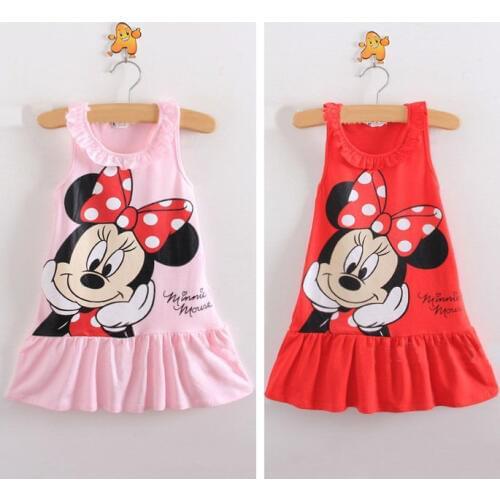 Baby Girls Summer Dress Princess Party Cartoon Printed Sleeveless Sundress Party Adorable Dress Girls Clothes