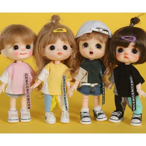 Fashion Doll Clothes Lovely Contrast Suit T-shirt or pants for Ob11,Mollys,obitsu 11,1/12 BJD Doll Accessories Clothing For Doll