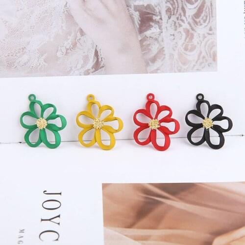 Fashion color spray paint flowers shape 40pcs/lot alloy floating locket charms earrings/necklace diy jewelry accessory