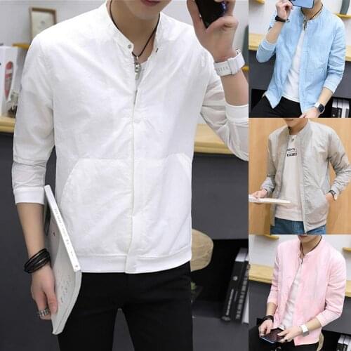 Men Clothing Plus Size M-4XL Men Fashion Long Sleeve Zip Pockets Ultrathin Breathable Anti Sun Jacket Coat Outwear