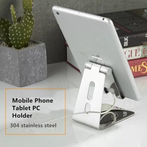 Stainless Steel Table Desk Stand Holder Desktop Mount Cradle Holder Desk Charge Cable Stand for iPad Pro Air Tablet Phone