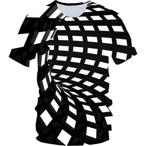 New 2020 Summer Children Black White T shirt Boys Girls Colorful Psychedelic Vortes Hole 3D Print T-shirt Kids Cool Tshirts Tops