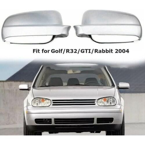 Pair Rear View Mirror Cover Plastic Silver Weatherproof for -Golf Jetta MK4 1999-2005 3B0857537B