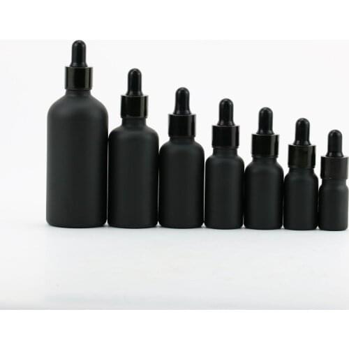 30pcs 5ml/10ml/15ml/20ml/30ml/50ml Empty Black Glass Dropper Bottles Essential Oil Liquid Aromatherapy Pipette Containers Jars