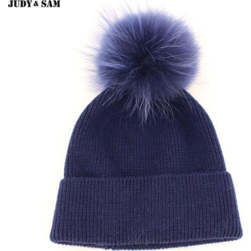2019 New Simple Rabbit fur Beanie Hat for Women 100% Angora Knitted Hat Winter Female Cap
