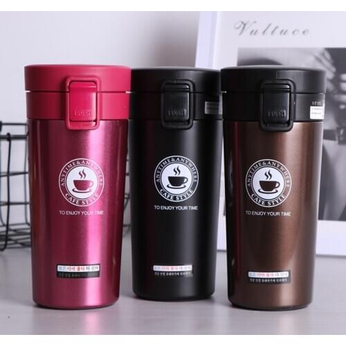 New 1pc Portable Travel Coffee Mug 380ml Vacuum Flask Thermo Water Bottle Car Mug Thermocup Stainless Steel Thermos Tumbler Cup