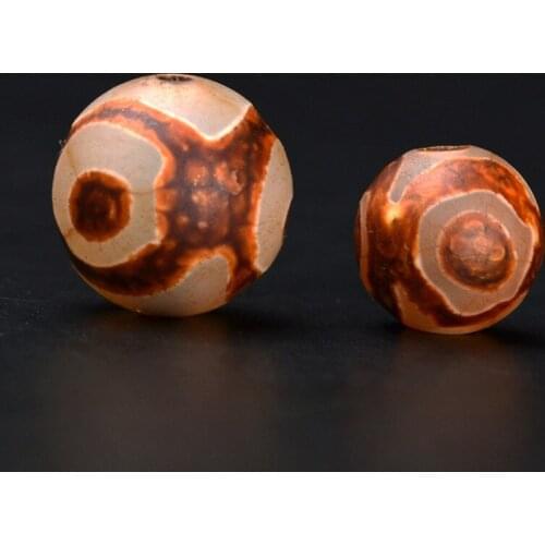 8mm 10mm Vintage Tibetan Eyes Dzi Beads, Natural Round Antiqued Stone Spacer Beads Hole Bead Loose Beads For Jewelry Making