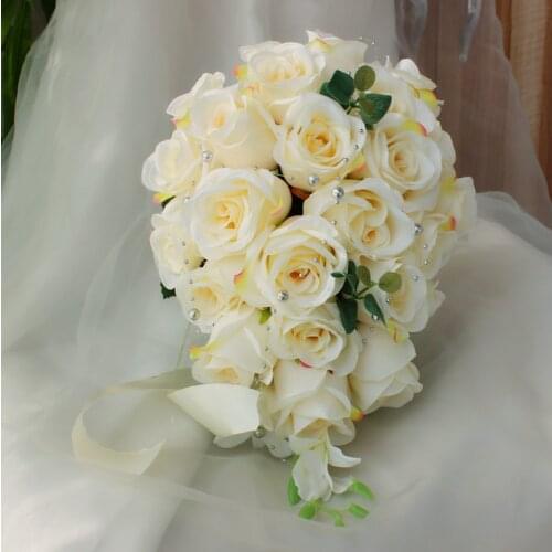 Waterfall style Flower Wedding Bride Holding Flower Bridal Bouquet Artificial Rose Flowers Wedding Supplies Home Decoration