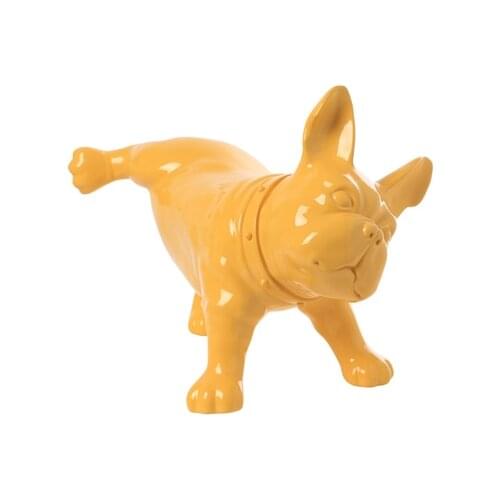 Yellow Plastic French Bulldog Dog Mannequin With Revolved Head For Display D50