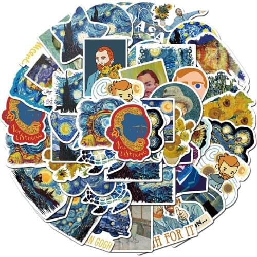 10/40PCS Artist Van Gogh Sunflower Graffiti Stickers Motorcycle Travel Luggage Skateboard DIY Classic Toy Sticker Kid Gift