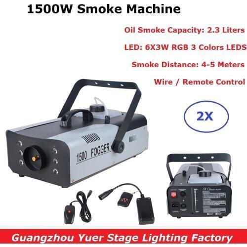 2XLot Newest 1500W RGB Remote Control Fog Machine Pump DJ Disco Smoke Machine For Party Wedding Christmas Stage Fogger Machine
