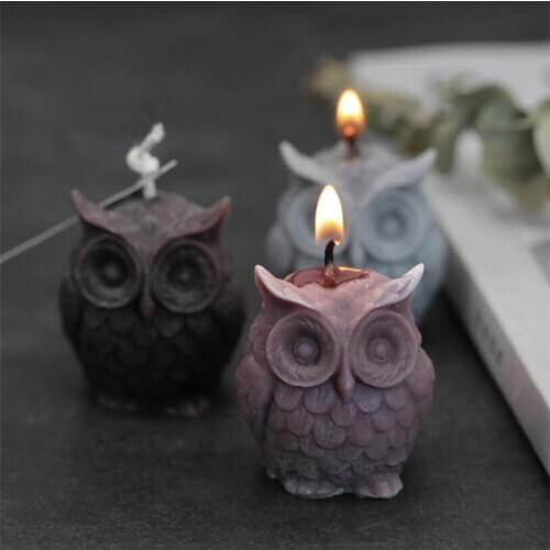 3D Owl Candle Mold Silicone Mold for Candle Making DIY Handmade Molds for Plaster Wax Mould Christmas MoldsCake Chocolate Mold