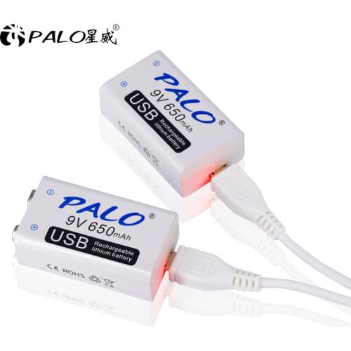 PALO 650mAh 9V li-ion Rechargeable battery 9V 6F22 lithium Micro USB Batteries for Multimeter Microphone Toy Remote Control KTV