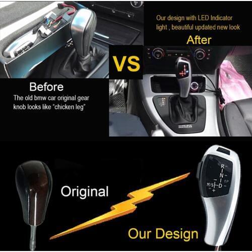 Carbon Fiber Black Silver LED Gear Shift Knob Shifter Lever for Automatic Accessories