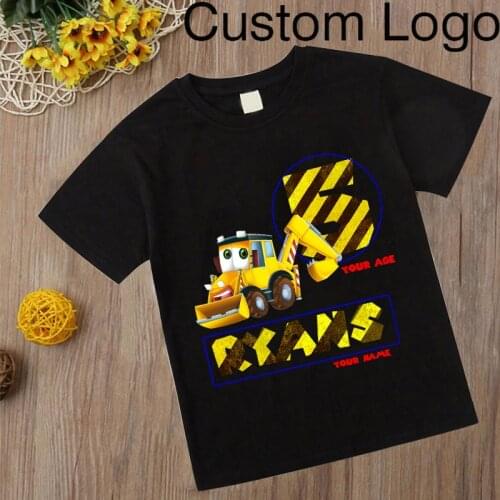 Children T-shirt for Boy 2021 Birthday Custom Boys T Shirt Girls Top Excavator Birthday Custom DIY Name Kids Tshirt Clothes Gift