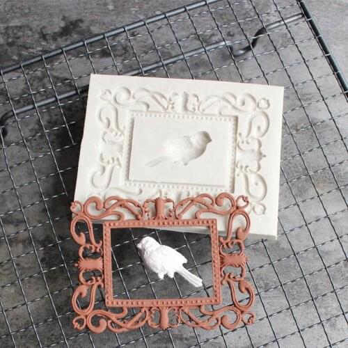 DIY Epoxy Resin Photo Frame Bird Silicone Mold Gypsum crafts Cake Baking Decoration Retro Photo Frame Bird Silicone Mold