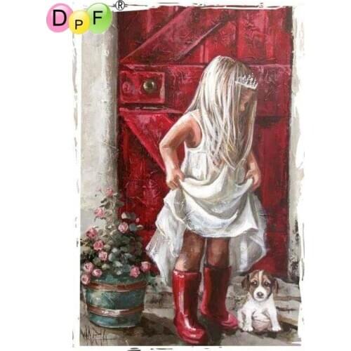 DPF DIY Little girl 5D square diamond embroidery crafts 3D diamond painting cross stitch home decor wall painting diamond mosaic