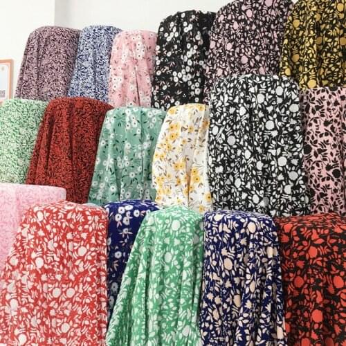 Floral Elasticity Chiffon Fabrics By The Meter Per for Dress Shirt Clothing Flower Printing Soft Breathable 100%Polyester Cloth