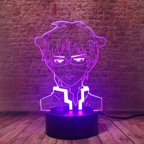 Flash 3D Illusion LED Table Nightlight Colorful Changing Light Manga Model The Disastrous Life of Saiki K Anime Figure Toys