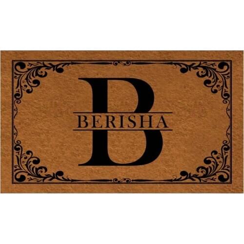 Custom Doormat Monogrammed Pattern Personalized Name and Letter Monogram Non Slip Entrance Indoor Outdoor Welcome Door Mat