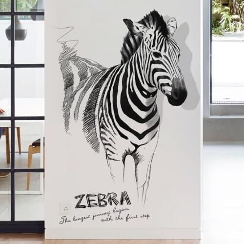 Creative Zebra Wall Stickers Home Decor Living Room Removable Vinyl Art Murals Vinyl Self-adhesive Wall Decal Wallpaper