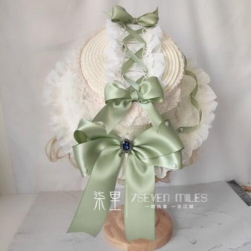 Cream Puff Tender Lovely Lace Big Bow Lolita Straw hat Japanese Retro Sweet Lolita Accessories Mori Girl Summer Beach Sun Hat