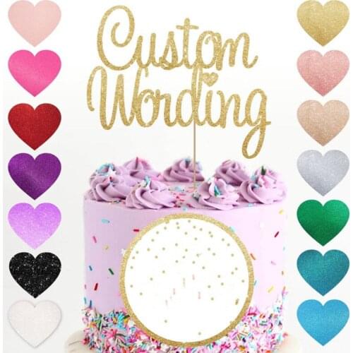 Custom cake topper, glitter large cake topper personalised cake topper any wording name age Dessert toothpicks baby shower