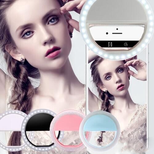 Mobile Phone Light Clip Selfie Makeup Mirror LED Auto Flash For Cell Phone Smartphone Portable Make up Mirror Vanity Mirror