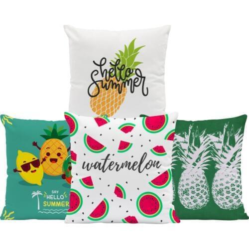 Cartoon Fruit Pillow Cover Apple Pineapple Lemon Watermelon Banana Sofa Decorative Cushion Cover Velvet Rest Throw Pillow A