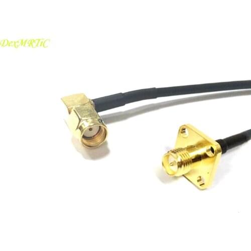 New RP-SMA Male Right Angle Switch RP SMA Female (male pin) 4-hole Panel mount pigtail cable RG174 10/20/30/50/60cm