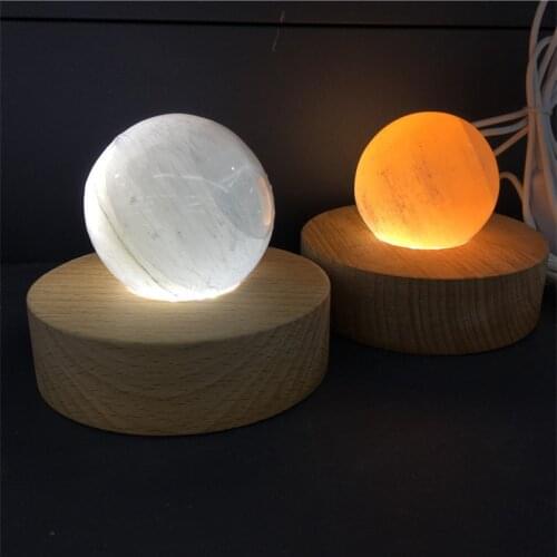 Natural Gleamy Selenite Sphere Ball Lamp Healing Crystals Energy Stone Gemstone Reiki Chakra Massager White Gift
