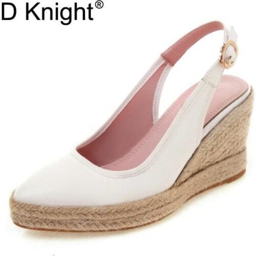 Black White Wedges Shoes For Women Sandals Plus Size Ladies High Heels Summer Shoes Chaussures Femme Platform Espadrille Sandals