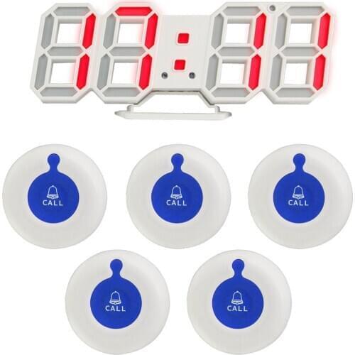 W611-48x/y-a1-wb Visitor Waiter Restaurant Food Court Table Call System 5 buttons and 1 display