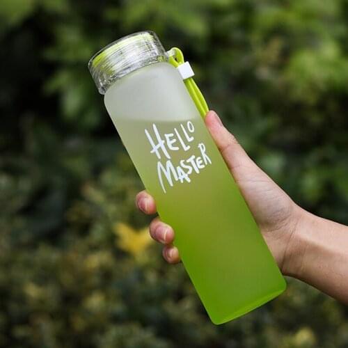Glass Water Bottle Colorful My Sport Bottle Portable Water Bottle Glass with Protective Sleeve Gym Tour Travel Drinkware 480ML