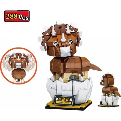 Jurassic Animal World Dinosaur Series Cute Triceratops Cub Desktop Decoration MOC Building Blocks Bricks Toys Gifts