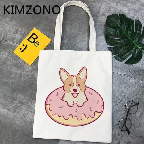 Corgi shopping bag canvas tote shopper bolsa bolsas de tela cotton bag tote shoping custom