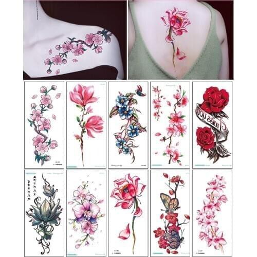 10 pcs Tattoo stickers waterproof womens durable sexy ancient Chinese clothing portrait back clavicle Peach Blossom