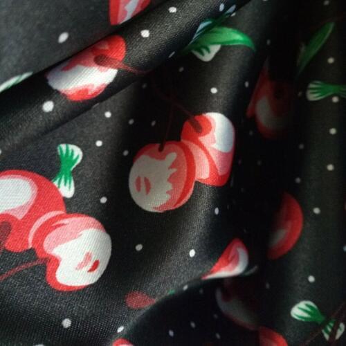 Tissue Satin Fabric Glossy Material Diy Lining Craft Cherry Printed Charmeuse Fabric Fashion