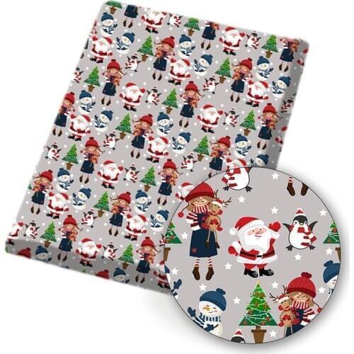IBOWS Polyester Cotton Fabric Cute Girl christmas Printed Fabric DIY Sewing Home Textile Cloth Garment Material 45*150cm/pc 80g