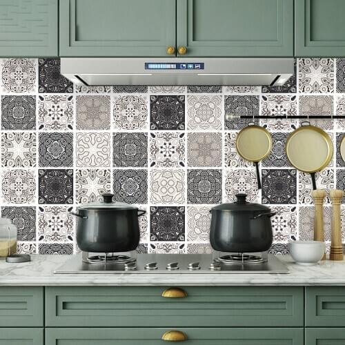 European Retro Style Frosted Tiles Wall Sticker Kitchen Bedroom Wall Decals Waterproof Peel & Stick Floor Adhered Art Sticker