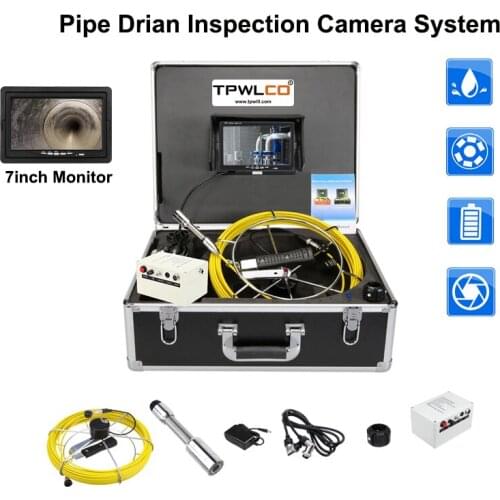 7'' LCD Pipe Video Inspection Snake Video Camera System 23mm 20m Drain Pipe Inspection Camera With DVR And 12Pcs White LEDS