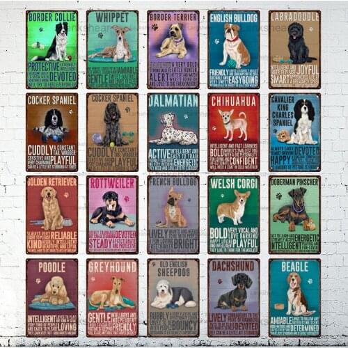 Lankshear Retro Dog Vintage Tin Sign Metal Sign Decor Plaque Metal Painting Living Room Man Cave Cafe Farm Home Bar Wall Decor