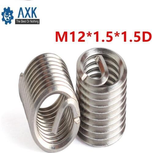 50pcs M12*1.5*1.5D Wire Thread Insert A2 Stainless Steel Wire Screw Sleeve M12 Screw Bushing Helicoil Wire Thread Repair Inserts
